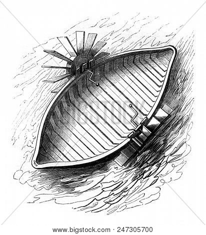 According to a stamp of Grollier firm of Serviere, vintage engraved illustration. Magasin Pittoresque 1846.