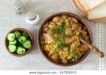 A Traditional Dish Of Some European Countries Is Bigos Made From Cabbage, Other Vegetables And Meat.