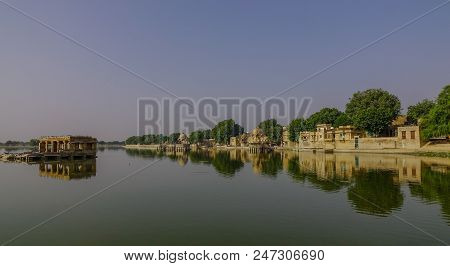 View Of Lake Gadisar In Jaisalmer, India