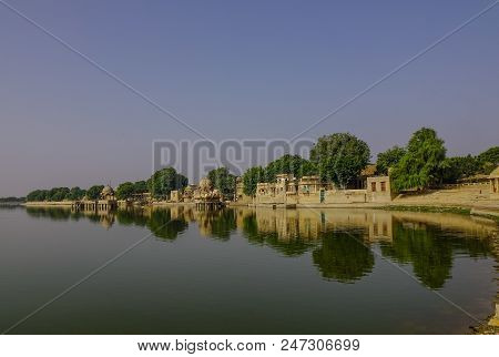 View Of Lake Gadisar In Jaisalmer, India