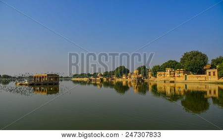 View Of Lake Gadisar In Jaisalmer, India