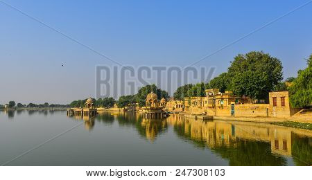 View Of Lake Gadisar In Jaisalmer, India