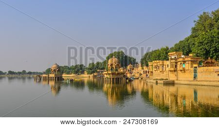 View Of Lake Gadisar In Jaisalmer, India