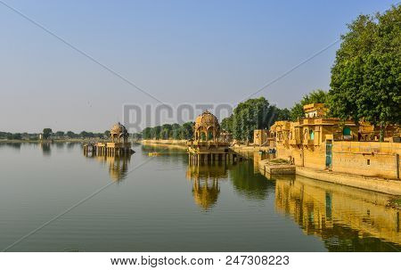 View Of Lake Gadisar In Jaisalmer, India