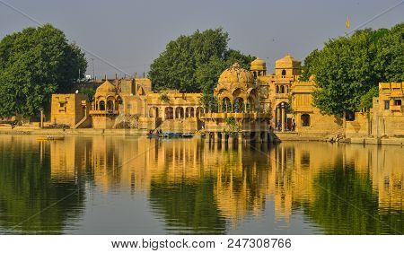 View Of Lake Gadisar In Jaisalmer, India