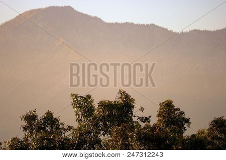 Hazy Skies With The San Gabriel Mountains Beyond Including Cucamonga Peak Taken In Ontario, Ca