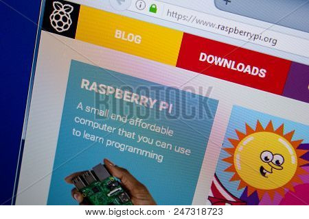 Ryazan, Russia - June 26, 2018: Homepage Of Raspberrypi Website On The Display Of Pc. Url - Raspberr