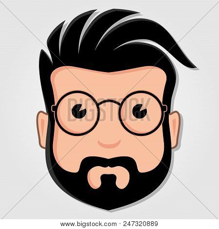 Man Cartoon Face With Glasses. Vector Illustration.