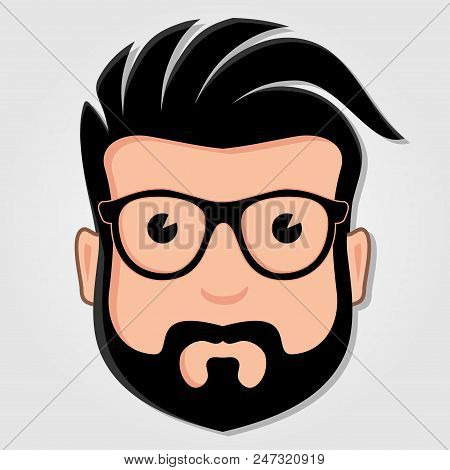 Man Cartoon Face With Glasses. Vector Illustration.