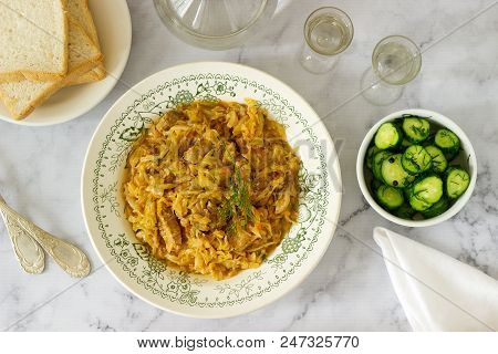 A Traditional Dish Of Some European Countries Is Bigos Made From Cabbage, Other Vegetables And Meat.