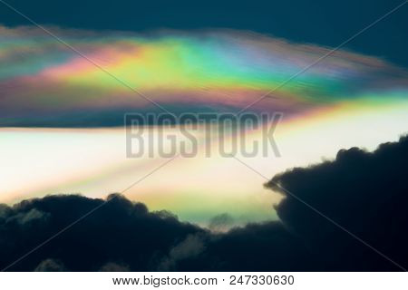 Cloud Iridescence, Diffraction Phenomenon Produce Very Vivid Color And Make Cloud Shine Like A Coron