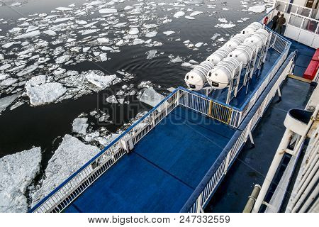 Saint-petersburg.russia.6 April 2018.view From The Deck Of The Ferry Princess Anastasia On The Sea W