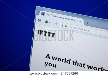 Ryazan, Russia - June 26, 2018: Homepage Of Ifttt Website On The Display Of Pc. Url - Ifttt.com