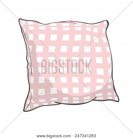 Sketch Vector Illustration Of Pillow, Art, Pillow Isolated, White Pillow, Bed Pillow, Bed, Comfort, 