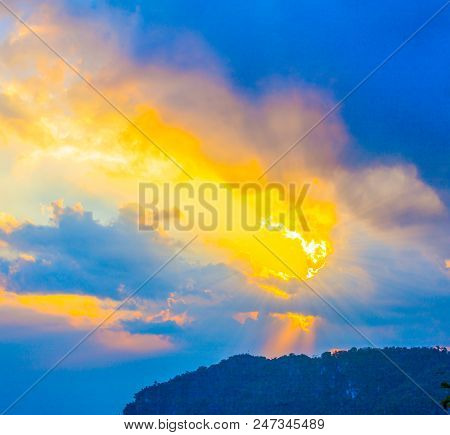 panorama light through the cloud on Nangnon hill Chiang Rai