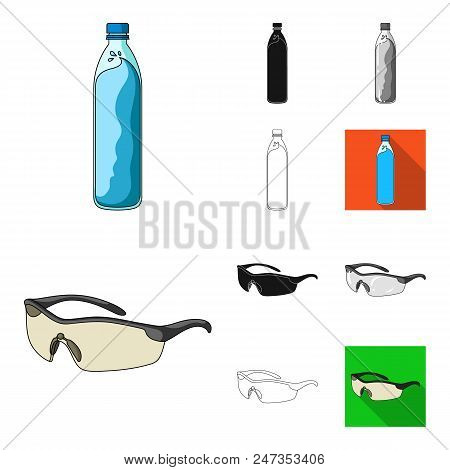 Bicycle Outfit Cartoon, Black, Flat, Monochrome, Outline Icons In Set Collection For Design. Bicycle
