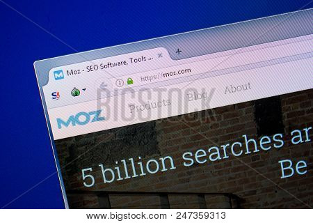 Ryazan, Russia - June 26, 2018: Homepage Of Moz Website On The Display Of Pc. Url - Moz.com