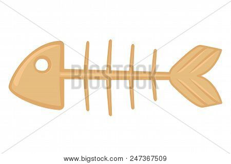 Cartoon Fish Skeleton. Simple Toy For Domestic Animal. Pet Care Themed Vector Illustration For Icon,