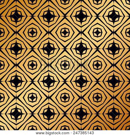 Art Deco Seamless Vintage Wallpaper Pattern. Geometric Decorative Background - Stock Vector