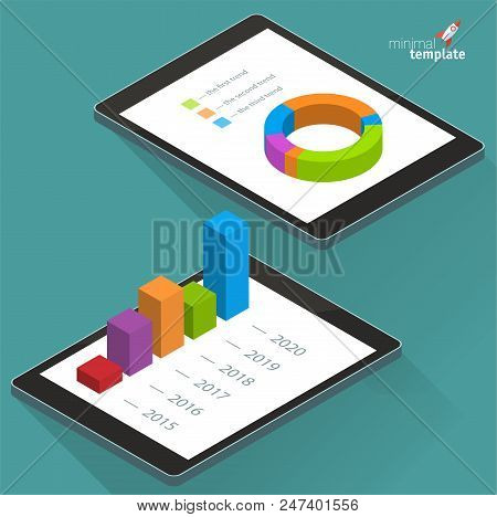 Flat Design Isometric Tablett Computer Vector Design Elements For Infographics And Presentation.