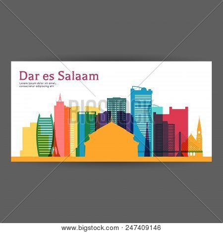 Dar Es Salaam Colorful Architecture Vector Illustration, Skyline City Silhouette, Skyscraper, Flat D