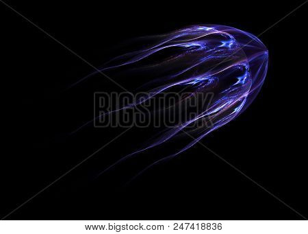 Blue Transparent Deep-sea Jellyfish - Fractal Art