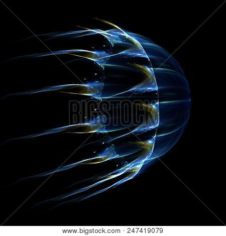Blue Clear Deep-sea Jellyfish - Fractal Art