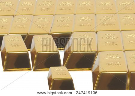 Stacked Bars Of Gold Bullion.financial Concept .isolated On White Background