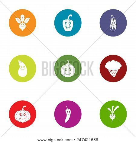 Vegetable Under Ground Icons Set. Flat Set Of 9 Vegetable Under Ground Vector Icons For Web Isolated