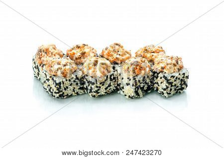 Baked Rolls On White Background With Reflection