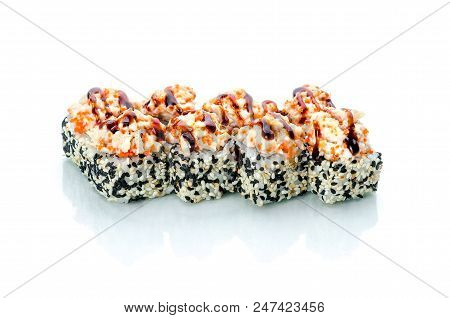 Baked Rolls On White Background With Reflection