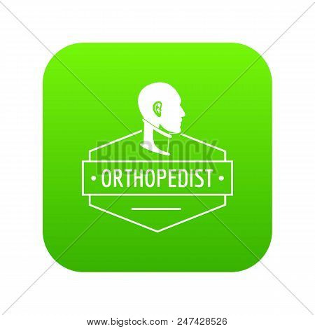 Neck Orthopedic Icon Green Vector Isolated On White Background