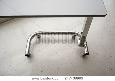 Lightweight Portable Medical Table For Tools. Overbed Table In The Hospital