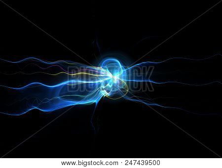 Shining  Flash Light Electric Discharge  Background - Fractal Art