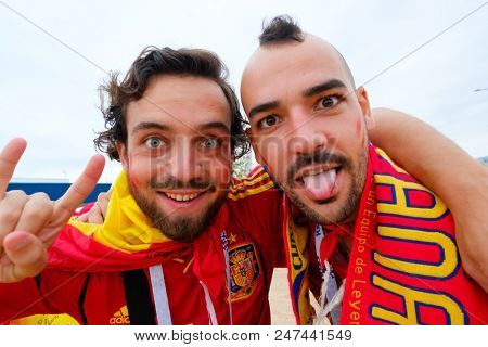 Kaliningrad - Russia, May 25, 2018: Football fans attend stadion Kaliningrad before match between Spain and Marocco