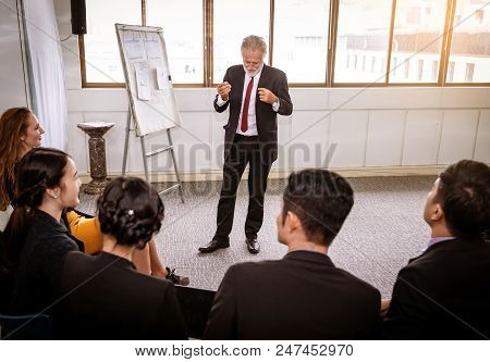 Speaker at Business meeting roon or conference room and audience.