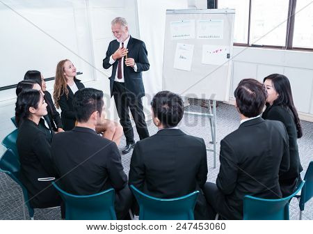 Speaker at Business meeting roon or conference room and audience.