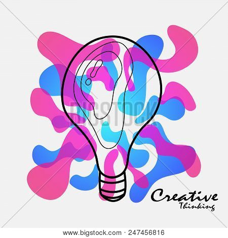 Creative Light Blub With Color Splash. Creative Thinking Idea.isolate On White Background.logo Vecto