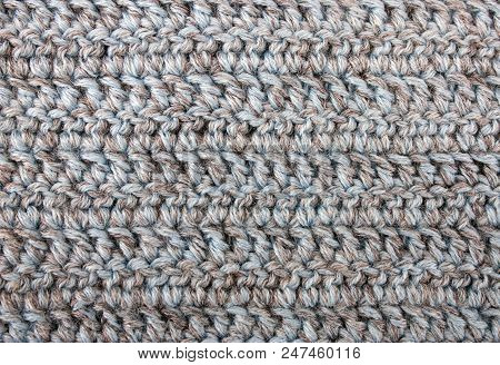 Сrocheted Geometric Patterns Of Blue Color As A Background