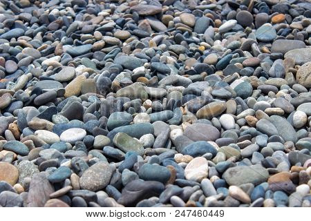 Sea Stones, Texture Of Sea Stones. Sea Beach, Background