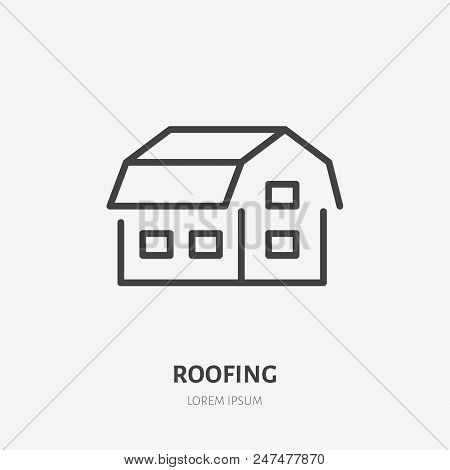 Country House Flat Line Icon. Real Estate Sign. Thin Linear Logo For Home Repair Services. Gambrel R