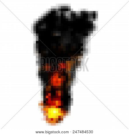 Pixel Explosion On A White Background Vector Art.