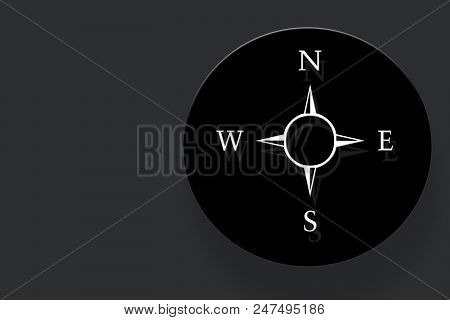 Compass Sign Or Symbol With Written N,s,e,w North, South ,east, And West Direction On It.