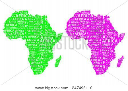 Sketch African Letter Text Continent, African Word - In The Shape Of The Continent, Map Of Continent