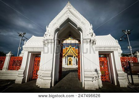 Temple In Bangkok, Beautiful Thai Temple Wat Benjamaborphit In Thailand