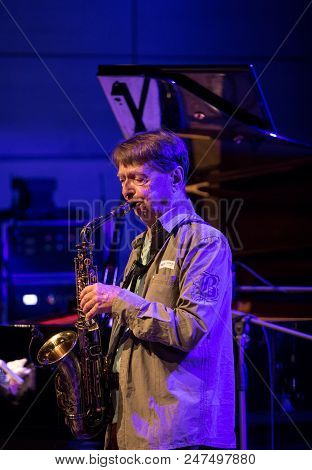 Cracow, Poland - June 29, 2018: Zbigniew Namyslowski Quintet  Live On Stage Of Manggha Museum Of Jap