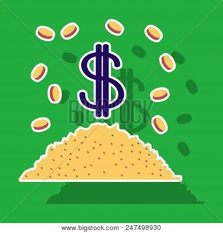 Paper Sticker On Theme Arabic Business Mountain Of Coins