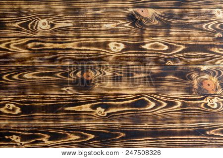Full Frame Dark Brown Wooden Background With Knags