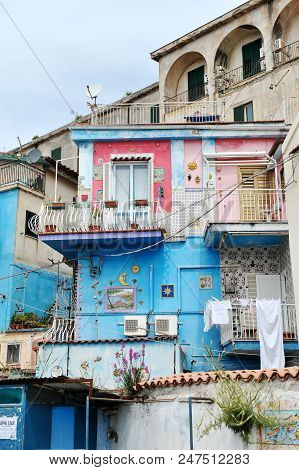 Vietri Sul Mare, Italy - April 27, 2018 View On Colorful House, With Traditional Ceramics Decoration