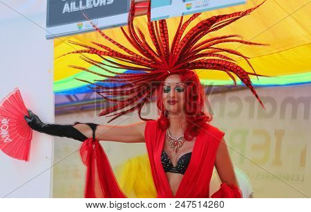 Paris, France-june 30, 2018 : The Participant Of Gay Pride Parade At Concorde Place In Paris, France